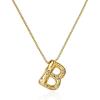 imageCicy Bell Initial Necklace for Women 14k Gold Plated Cubic Zirconia Trendy Personalized Dainty Letter Pendant Necklace GiftsBGold