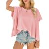 imageCicy Bell Women Oversized Batwing Short Sleeve Tops Summer Irregular Hem Casual T Shirts Loose Fit TeesLight Pink