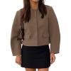 imageCicy Bell Womens Balloon Long Sleeve Blazer Cropped Collarless Button Down Suit Jackets Business Casual Fall OuterwearDark Khaki