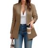 imageCicy Bell Womens Business Casual Blazer Long Sleeve Open Front Notch Stand Collar Blazer Work Office Jacket SuitDark Khaki