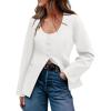 imageCicy Bell Womens Business Work Casual Blazers Button Down Scoop Neck Split Hem Fitted Suit JacketsWhite