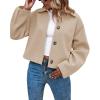imageCicy Bell Womens Cropped Pea Coat Casual Button Down Short Jackets Fall Winter OuterwearBeige