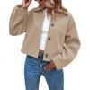 imageCicy Bell Womens Cropped Pea Coat Casual Button Down Short Jackets Fall Winter OuterwearKhaki