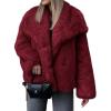 imageCicy Bell Womens Faux Fur Coat Winter Shaggy Casual Oversized Lapel Jackets Warm Fuzzy OuterwearBurgundy