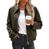 imageCicy Bell Womens Faux Leather Bomber Jackets Cropped Motorcycle Casual Coats Fall Trendy Zip Up OuterwearArmy Green