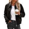 imageCicy Bell Womens Faux Leather Bomber Jackets Cropped Motorcycle Casual Coats Fall Trendy Zip Up OuterwearBlack