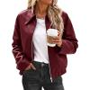 imageCicy Bell Womens Faux Leather Bomber Jackets Cropped Motorcycle Casual Coats Fall Trendy Zip Up OuterwearWine Red