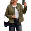 imageCicy Bell Womens Faux Suede Leather Jackets Trendy Casual Cropped Outerwear Button Down Collarless Short Bomber ShacketsArmy Green