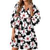 imageCicy Bell Womens Floral Mini Dresses 34 Sleeve V Neck Flowy Babydoll Dress Summer Beach Vacation Boho OutfitsBlack