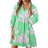 imageCicy Bell Womens Floral Mini Dresses 34 Sleeve V Neck Flowy Babydoll Dress Summer Beach Vacation Boho OutfitsGreen
