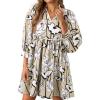 imageCicy Bell Womens Floral Mini Dresses 34 Sleeve V Neck Flowy Babydoll Dress Summer Beach Vacation Boho OutfitsKhaki