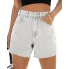 imageCicy Bell Womens High Waisted Jean Shorts Summer Baggy Stretchy Straight Leg Raw Hem Mom Denim ShortsWhite
