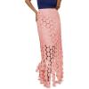 imageCicy Bell Womens Hollow Out Maxi Skirts Summer High Waisted Boho Fringe Hem Long SkirtLight Pink
