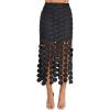 imageCicy Bell Womens Hollow Out Maxi Skirts Summer High Waisted Boho Fringe Hem Skirt Beach Vacation OutfitsBlack