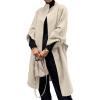 imageCicy Bell Womens Long Pea Coats Oversized Wrap Wool Blend Trench Coats Winter Open Front Cardigan OvercoatsBeige