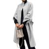 imageCicy Bell Womens Long Pea Coats Oversized Wrap Wool Blend Trench Coats Winter Open Front Cardigan OvercoatsLight Grey