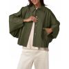 imageCicy Bell Womens Oversized Cropped Trench Coats Batwing Sleeve Trendy Casual Short Jackets Button Up OuterwearArmy Green