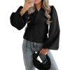 imageCicy Bell Womens Puff Long Sleeve Blazers V Neck Wrap Cropped Trench Coat Work Office Dressy Casual Suit JacketsBlack