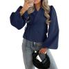 imageCicy Bell Womens Puff Long Sleeve Blazers V Neck Wrap Cropped Trench Coat Work Office Dressy Casual Suit JacketsNavy