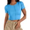 imageCicy Bell Womens Short Sleeve Crop Tops Summer Fitted Ribbed Knit Tee Shirts Trendy Casual Y2k Going Out ShirtsBlue