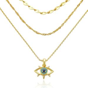 imageCicy Bell Evil Eye Necklace for Women 18k Gold Plated Pendant Necklace Cubic Zirconia Turquoise Dainty Trend Jewelry Gift 161quot  19quot ExtenderStyle GYellow Gold