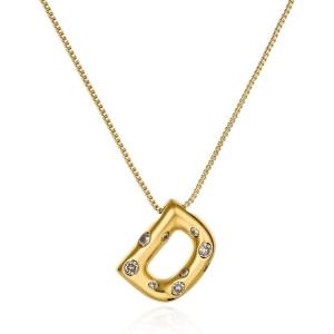 imageCicy Bell Initial Necklace for Women 14k Gold Plated Cubic Zirconia Trendy Personalized Dainty Letter Pendant Necklace GiftsEGold