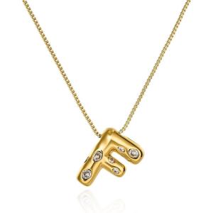 imageCicy Bell Initial Necklace for Women 14k Gold Plated Cubic Zirconia Trendy Personalized Dainty Letter Pendant Necklace GiftsFGold