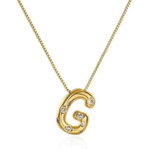 imageCicy Bell Initial Necklace for Women 14k Gold Plated Cubic Zirconia Trendy Personalized Dainty Letter Pendant Necklace GiftsGGold