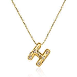 imageCicy Bell Initial Necklace for Women 14k Gold Plated Cubic Zirconia Trendy Personalized Dainty Letter Pendant Necklace GiftsHGold
