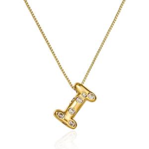 imageCicy Bell Initial Necklace for Women 14k Gold Plated Cubic Zirconia Trendy Personalized Dainty Letter Pendant Necklace GiftsIGold