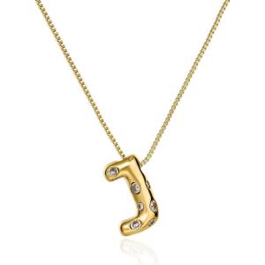imageCicy Bell Initial Necklace for Women 14k Gold Plated Cubic Zirconia Trendy Personalized Dainty Letter Pendant Necklace GiftsJGold
