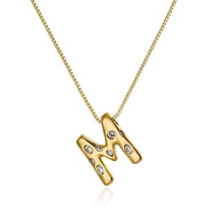 imageCicy Bell Initial Necklace for Women 14k Gold Plated Cubic Zirconia Trendy Personalized Dainty Letter Pendant Necklace GiftsMGold