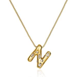 imageCicy Bell Initial Necklace for Women 14k Gold Plated Cubic Zirconia Trendy Personalized Dainty Letter Pendant Necklace GiftsNGold