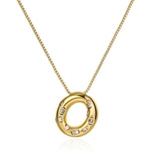imageCicy Bell Initial Necklace for Women 14k Gold Plated Cubic Zirconia Trendy Personalized Dainty Letter Pendant Necklace GiftsOGold