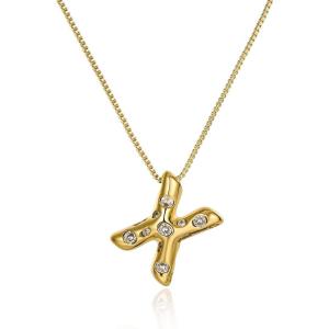 imageCicy Bell Initial Necklace for Women 14k Gold Plated Cubic Zirconia Trendy Personalized Dainty Letter Pendant Necklace GiftsXGold