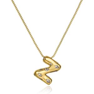 imageCicy Bell Initial Necklace for Women 14k Gold Plated Cubic Zirconia Trendy Personalized Dainty Letter Pendant Necklace GiftsZGold