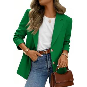 imageCicy Bell Womens Business Casual Blazers Long Sleeve Button Down Work Suit Jackets Lapel Collared Lightweight BlazerGreen