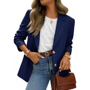imageCicy Bell Womens Business Casual Blazers Long Sleeve Button Down Work Suit Jackets Lapel Collared Lightweight BlazerNavy