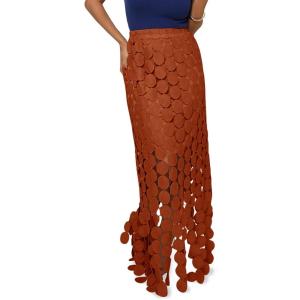 imageCicy Bell Womens Hollow Out Maxi Skirts Summer High Waisted Boho Fringe Hem Long SkirtCaramel