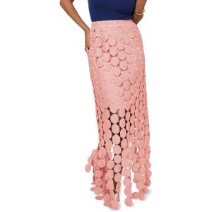 imageCicy Bell Womens Hollow Out Maxi Skirts Summer High Waisted Boho Fringe Hem Long SkirtLight Pink