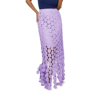 imageCicy Bell Womens Hollow Out Maxi Skirts Summer High Waisted Boho Fringe Hem Long SkirtLight Purple