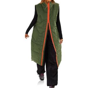 imageCicy Bell Womens Long Quilted Puffer Vest Lightweight Sleeveless Winter Jackets Side Slit Packable CoatsArmy Green