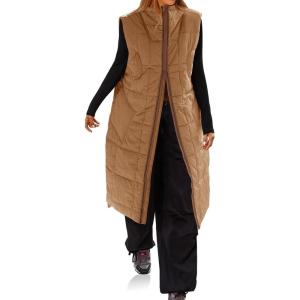 imageCicy Bell Womens Long Quilted Puffer Vest Lightweight Sleeveless Winter Jackets Side Slit Packable CoatsKhaki