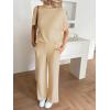 imageCicy Bell Womens 2 Piece Lounge Sets Casual Batwing Short Sleeve Knit Sweater Loose Wide Leg Pants Travel OutfitsApricot