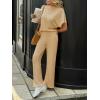 imageCicy Bell Womens 2 Piece Lounge Sets Casual Batwing Short Sleeve Knit Sweater Loose Wide Leg Pants Travel OutfitsApricot