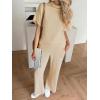 imageCicy Bell Womens 2 Piece Lounge Sets Casual Batwing Short Sleeve Knit Sweater Loose Wide Leg Pants Travel OutfitsApricot