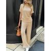 imageCicy Bell Womens 2 Piece Lounge Sets Casual Batwing Short Sleeve Knit Sweater Loose Wide Leg Pants Travel OutfitsApricot