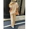 imageCicy Bell Womens 2 Piece Lounge Sets Casual Batwing Short Sleeve Knit Sweater Loose Wide Leg Pants Travel OutfitsApricot