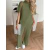 imageCicy Bell Womens 2 Piece Lounge Sets Casual Batwing Short Sleeve Knit Sweater Loose Wide Leg Pants Travel OutfitsArmy Green