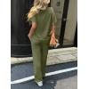 imageCicy Bell Womens 2 Piece Lounge Sets Casual Batwing Short Sleeve Knit Sweater Loose Wide Leg Pants Travel OutfitsArmy Green